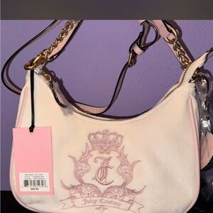 Juicy Couture Light Pink Shoulder Bag with Gold Chain Accents